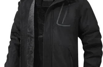 Schwarze Skijacke für Herren, geöffnet, mit Fleecefutter und abnehmbarer Kapuze
