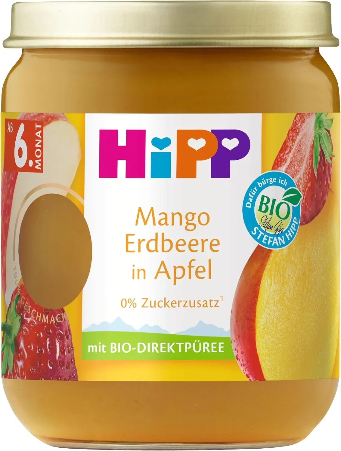 HiPP Bio Mango Erdbeere in Apfel Babygläschen ab 5. Monat 6er Pack