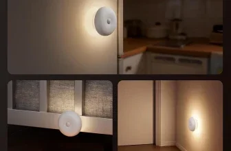 Ein weißes Nachtlicht mit Bewegungsmelder an einer Wand