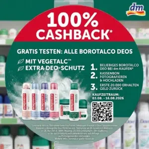 Borotalco Deo kaufen und nach erfolgreicher Teilnahme den Kaufpreis zurückerhalten.