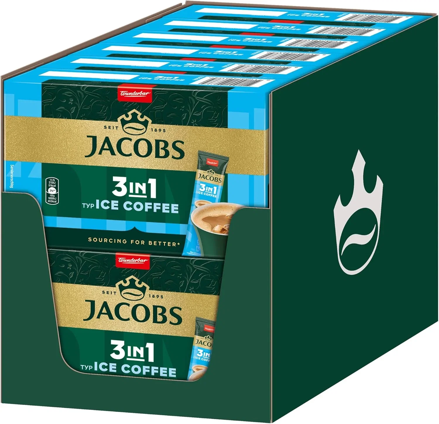 Jacobs 3in1 Ice Coffee Instant Kaffee Sticks löslicher Bohnenkaffee 12er Pack