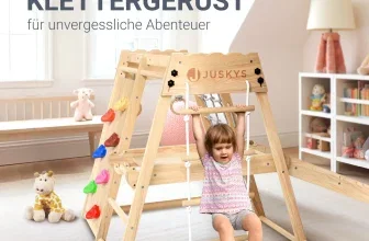 Juskys Indoor Klettergerüst Mini aus Holz mit Rutsche und Kletterwand im Kinderzimmer