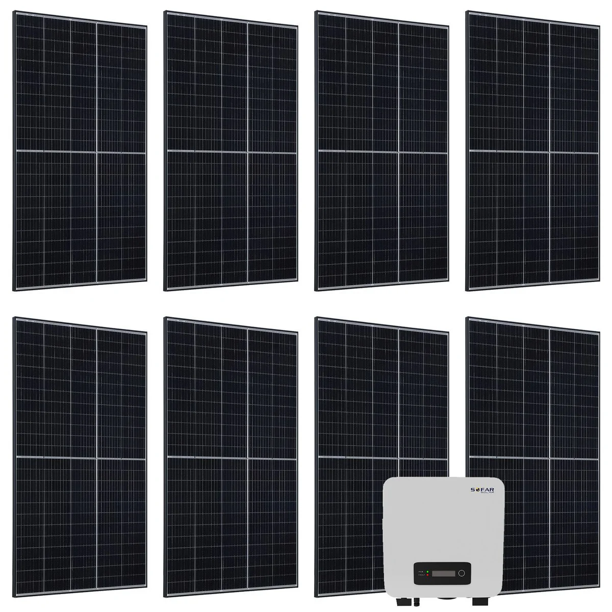 Juskys Solaranlage Set mit 8 Solarpaneele & Wechselrichter (3,2 kWp PV-Anlage)
