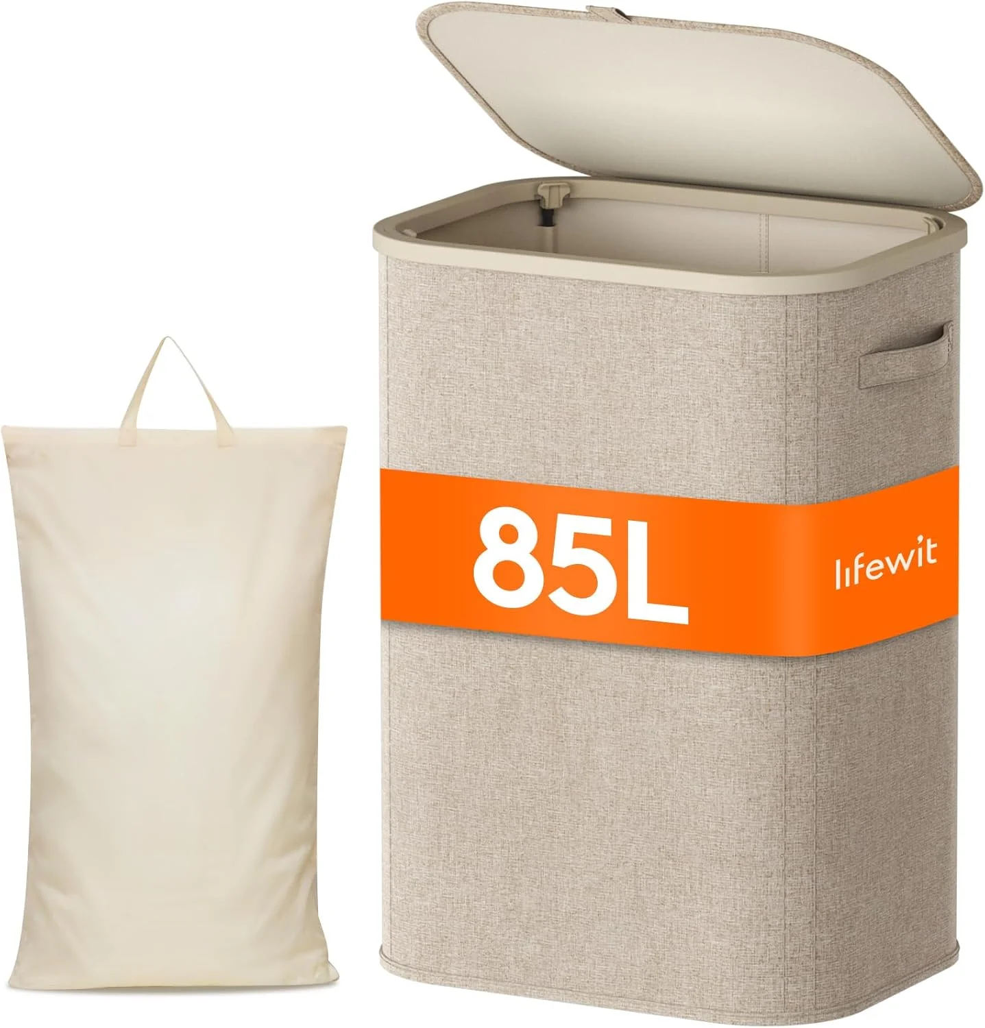 Lifewit Wäschekorb mit Deckel Wäschesammler (85l)