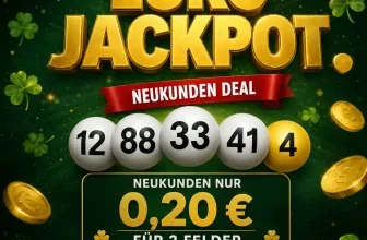 Lotto24 EuroJackpot Neukunden Deal: 2 Felder für 0,20 € mit Kleeblättern und Münzen