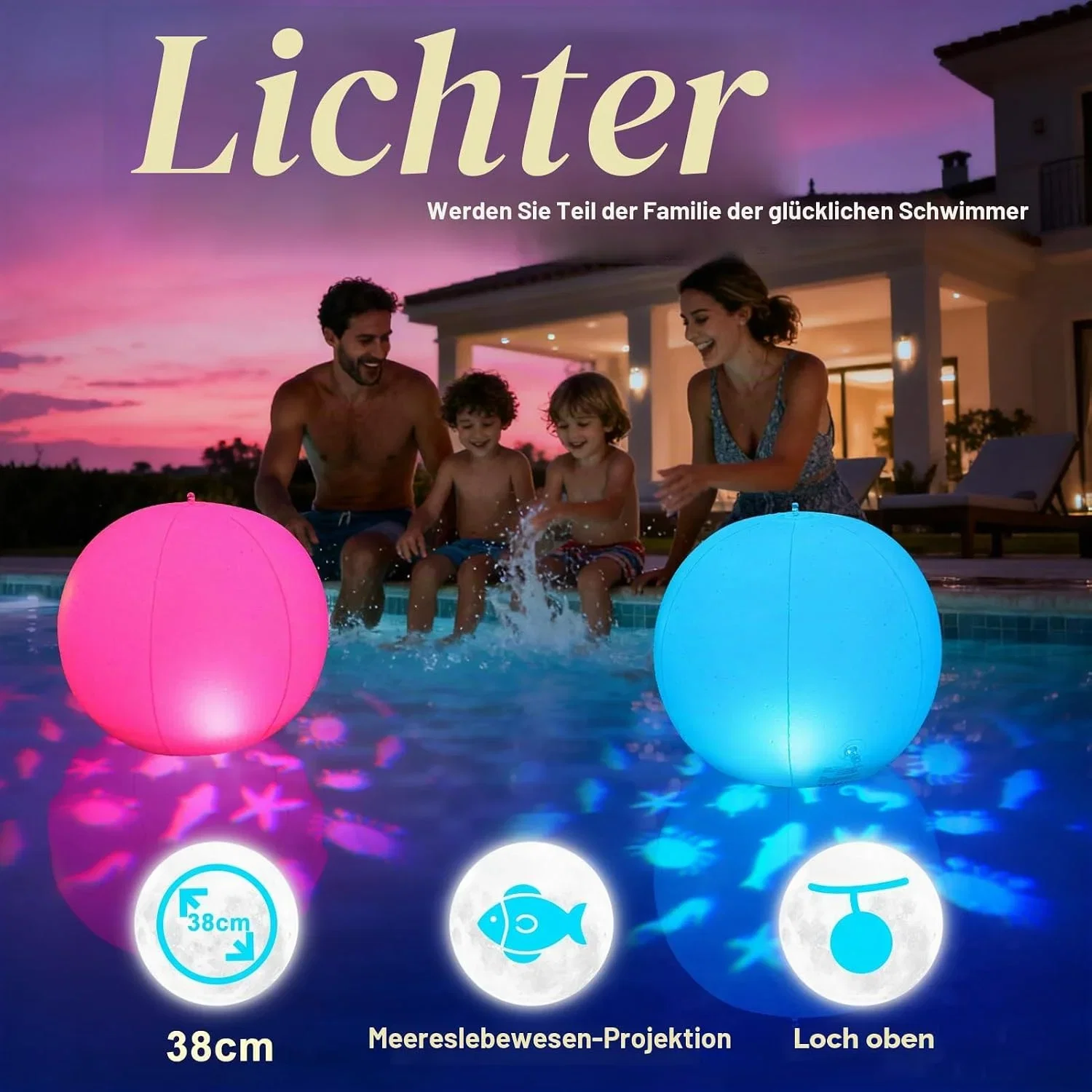 Luxfero Schwimmende Poolbeleuchtung Solar Aufblasbar Leuchtkugel Pool Lichter schwimmend Solar IP68 wasserdichte Schwi B0GCM1YHS2 2