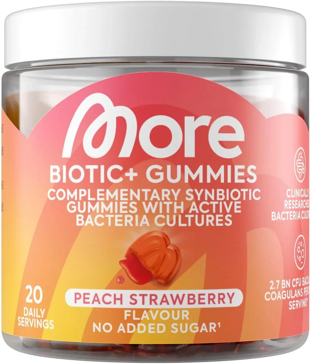 MORE Biotic+ Gummies 40 Gummies Peach Strawberry (20 Portionen an Gummibärchen)