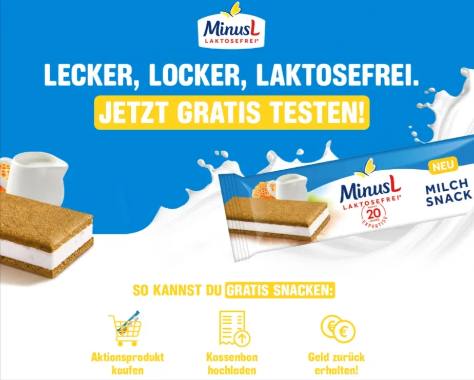 MinusL Milchsnack gratis testen – Geld-zurück-Garantie bis 31.08.2026