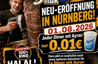 Döner und Ayran zur Mr. Shak Mak Neueröffnung in Nürnberg für 0,01 Euro
