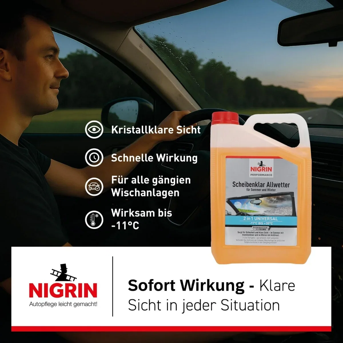 Scheibenreiniger für Frontscheibe und Scheinwerfer im täglichen Fahrzeugeinsatz