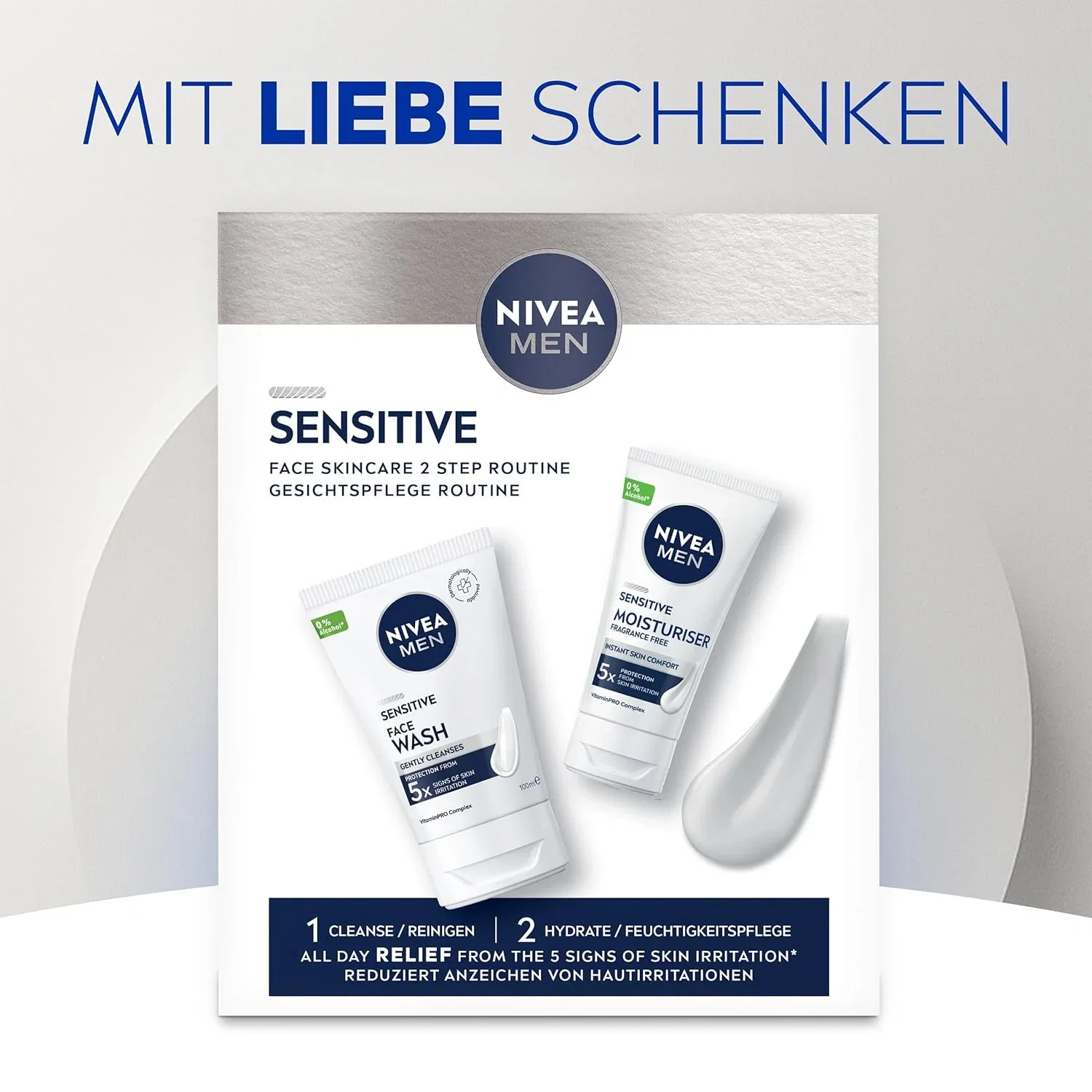2x NIVEA MEN Sensitive Waschgel + Gesichtspflege Set (100ml)