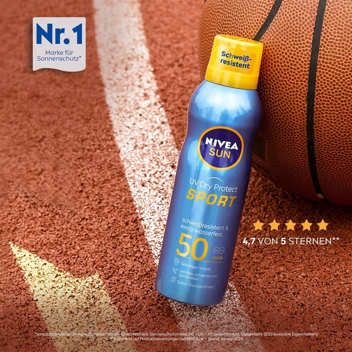 2x NIVEA SUN UV Dry Protect Sport Sonnenspray LSF 50 (200 ml)