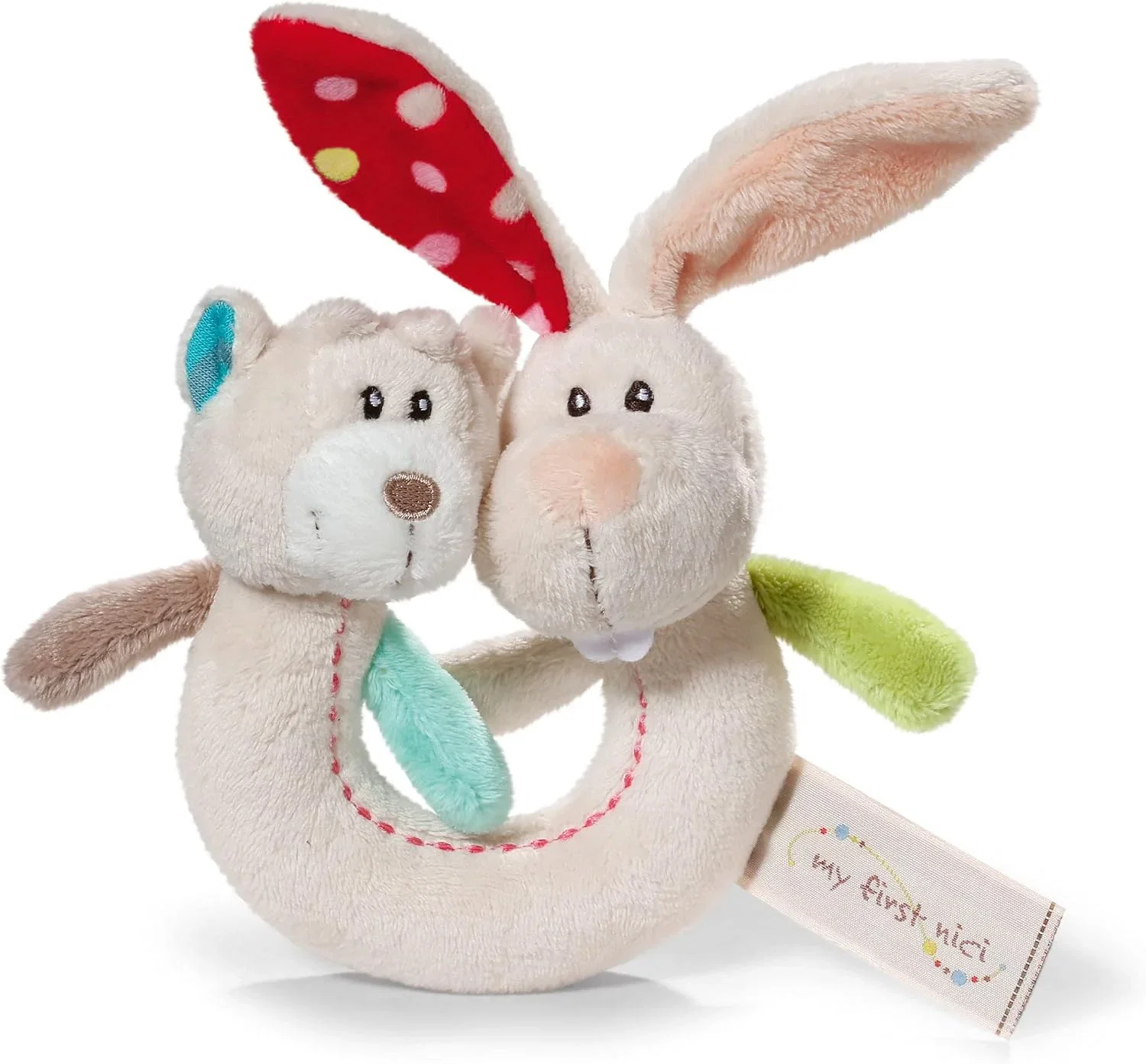 Nici 37877 Pärchen Greifring Hase Tilli und Bär Taps mit Rassel