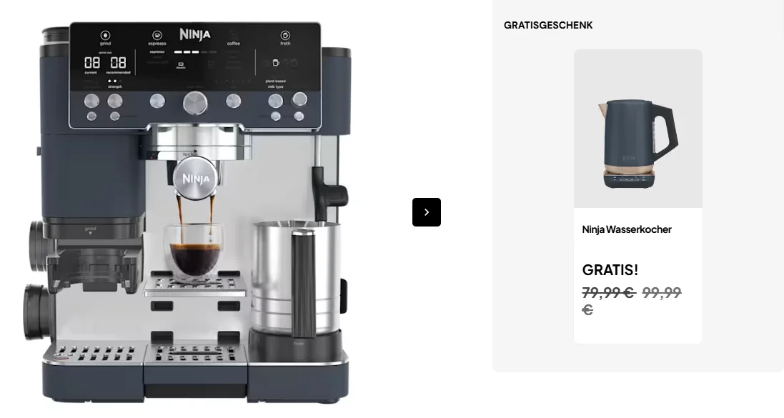 Ninja Luxe Café Premier Kaffeemaschine (ES601EUCY) + Ninja Wasserkocher (KT201EUCYD)