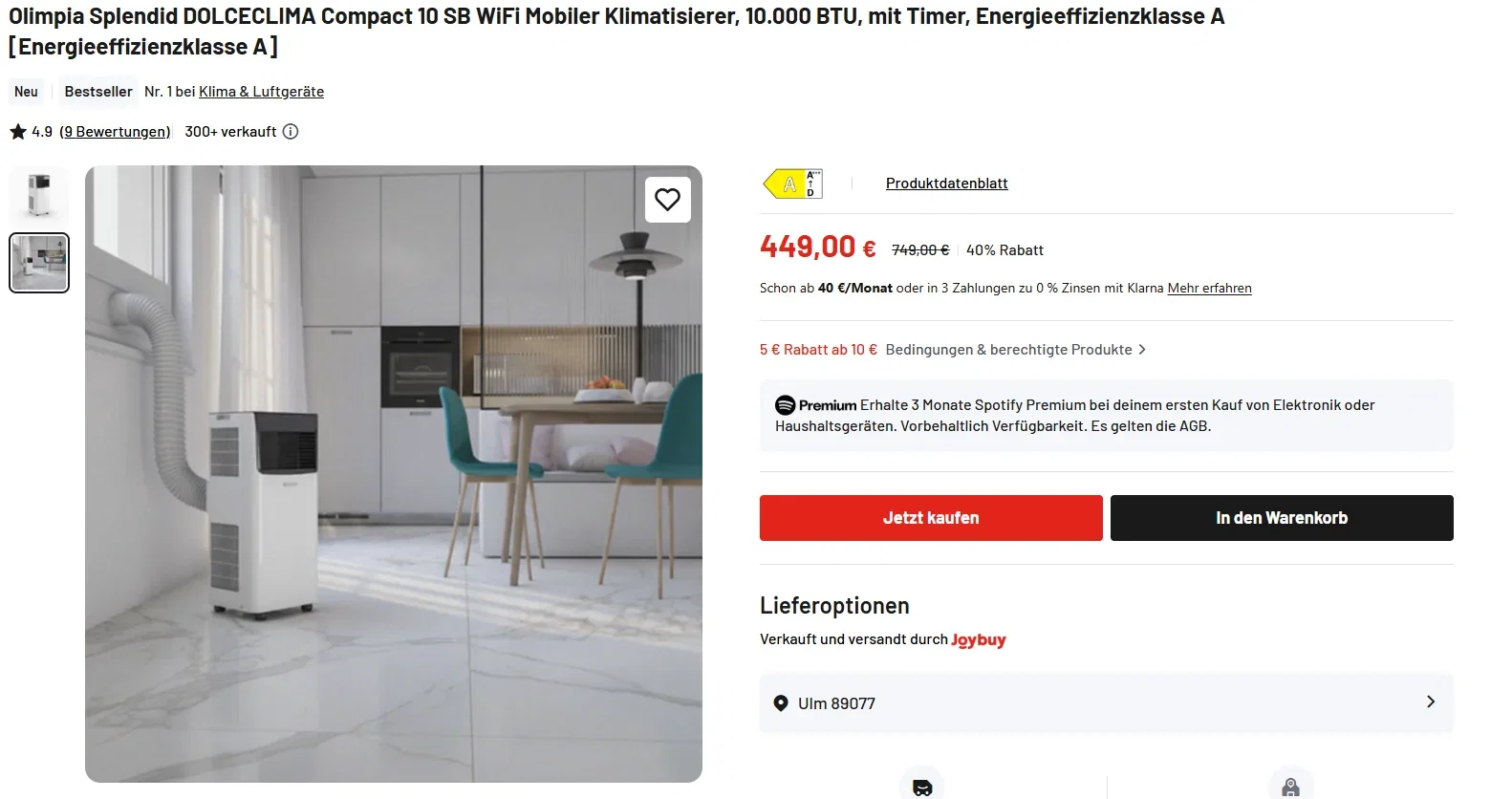 Olimpia Splendid DOLCECLIMA Compact 10 SB WiFi bei Joybuy für 449 Euro