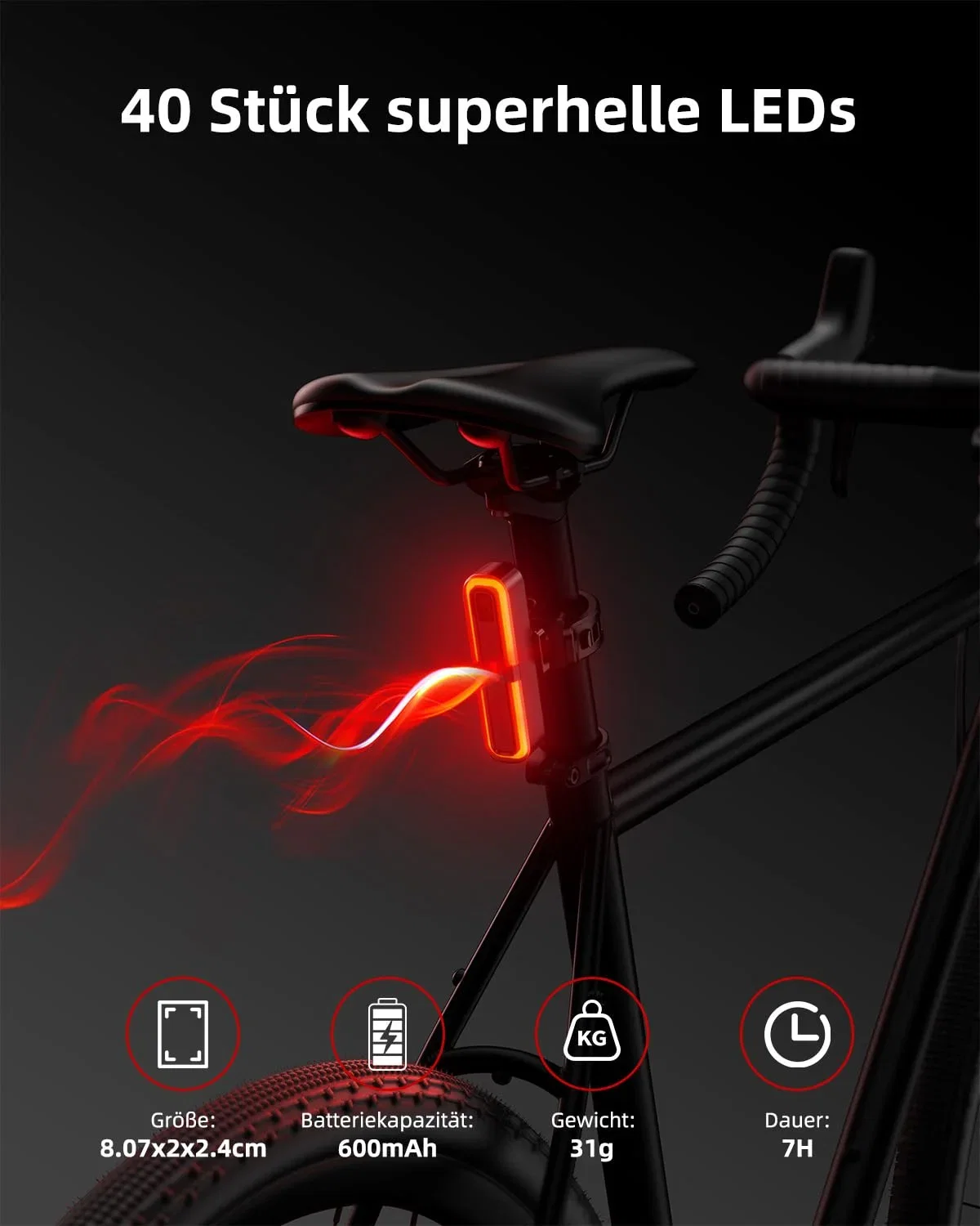 Fahrrad Rücklicht Mit Bremsblinkfunktion (StVZO zugelassenen)