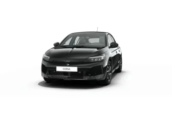 Ein schwarzes Auto mit einem weißen Nummernschild, auf dem "CORSA" steht.