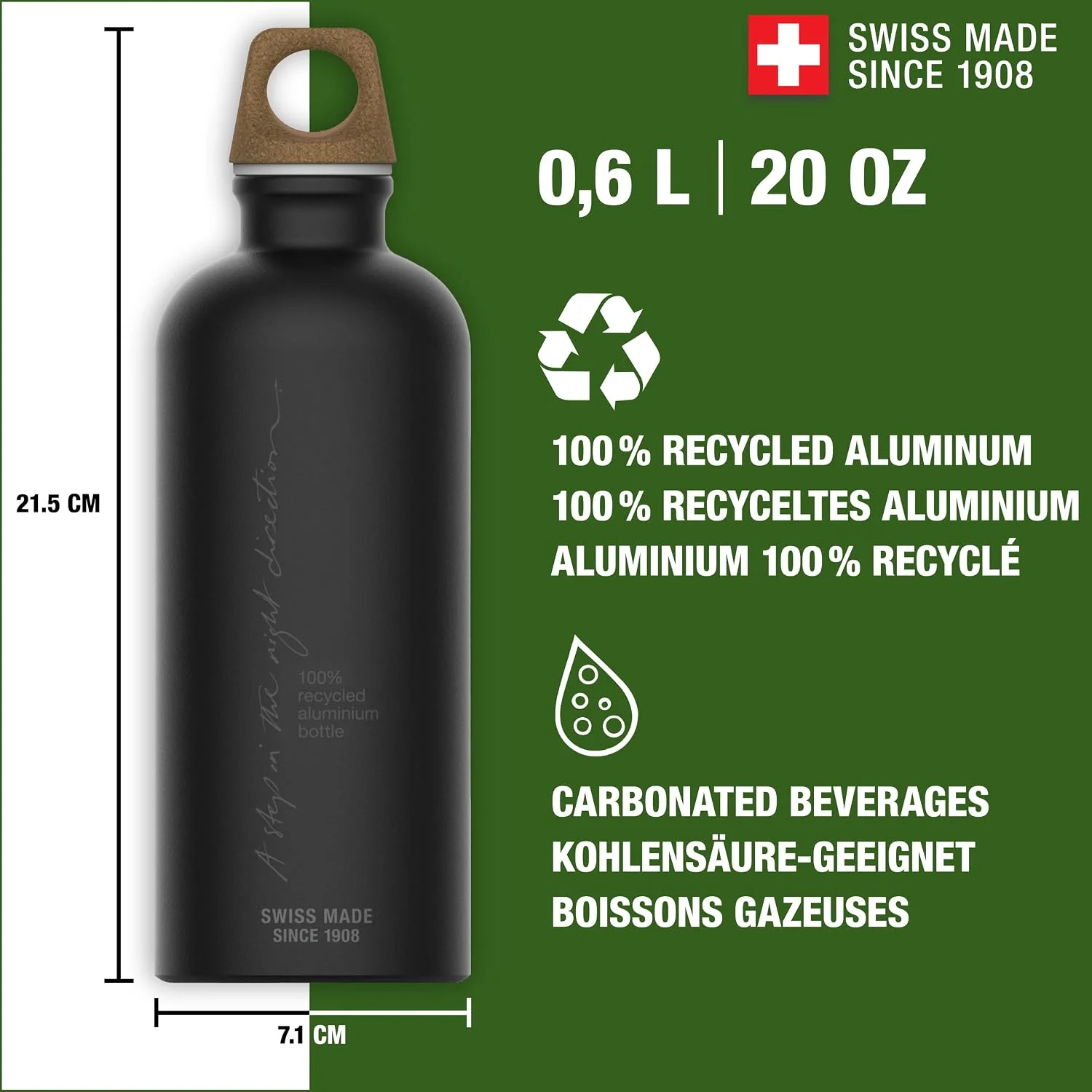 SIGG – Alu Trinkflasche (600ml, 4 Farben – Traveller MyPlanet – Made in Switzerland)