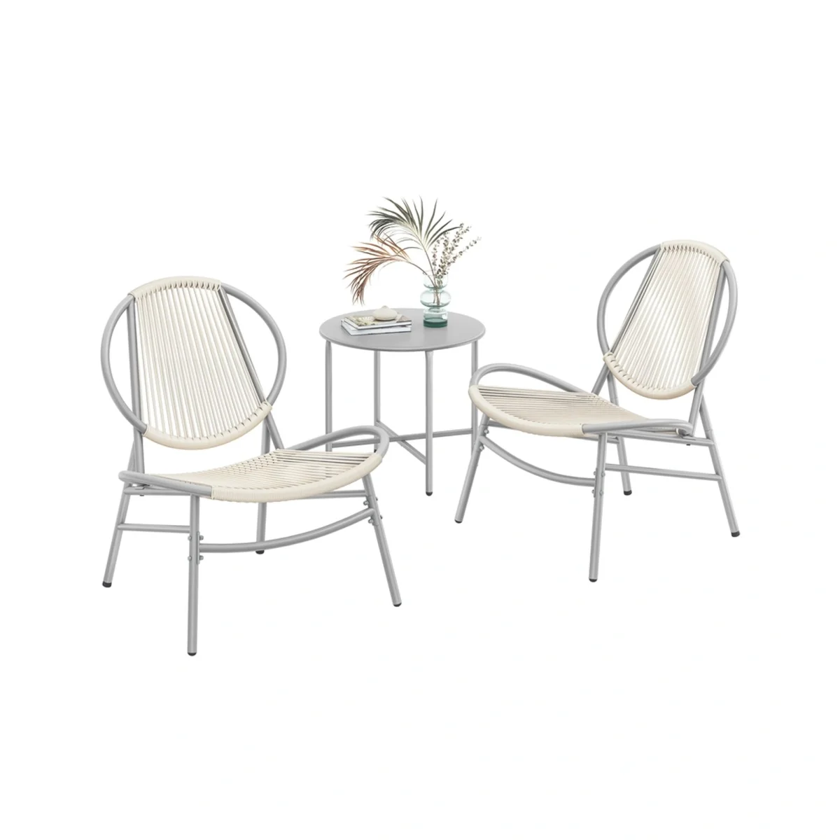 SONGMICS Gartenmöbel-Set aus Pe-Polyrattan mit Tisch und 2 Stühlen