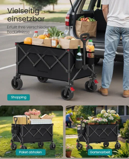 SONGMICS Handwagen faltbar Bollerwagen Gartenwagen Campingwagen