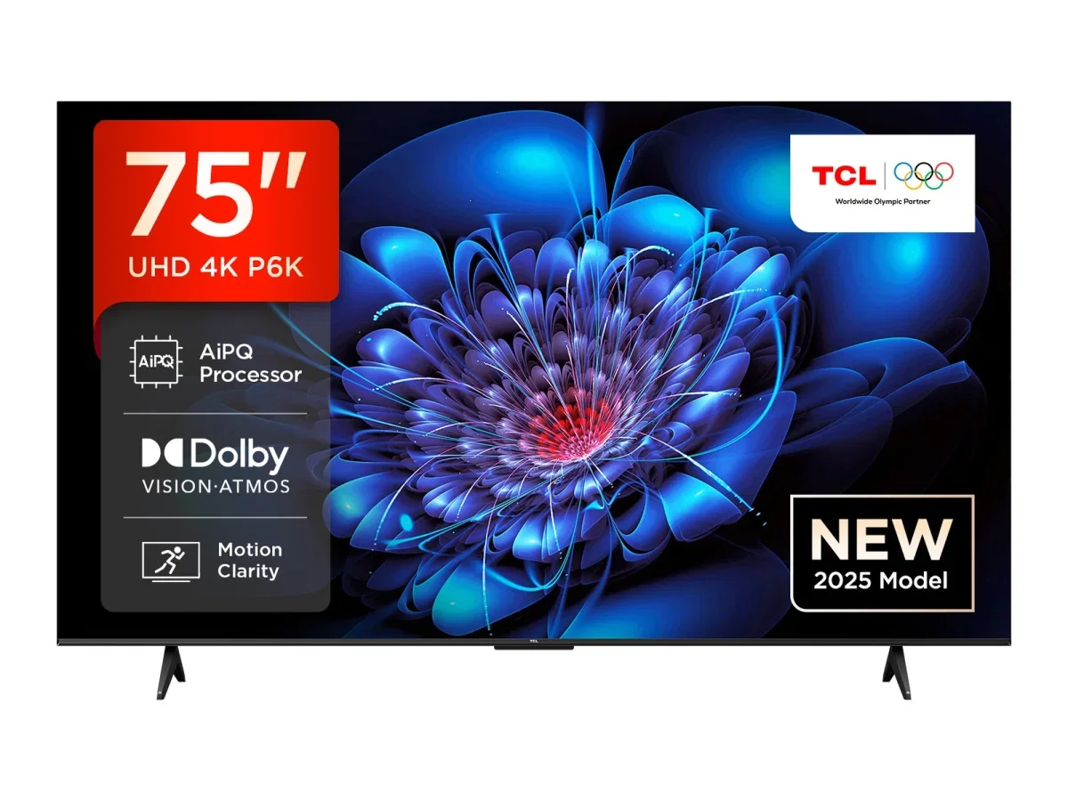 TCL 75P6K 4K-Fernseher mit 191 cm Bildschirmdiagonale und Google TV