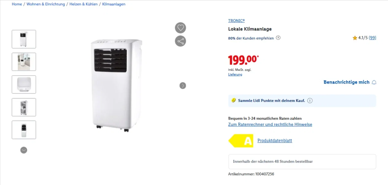 TRONIC® Lokale Klimaanlage Lidl 06 07 2026 20 29 TRONIC® Lokale Klimaanlage Lidl 06 07 2026 20 29