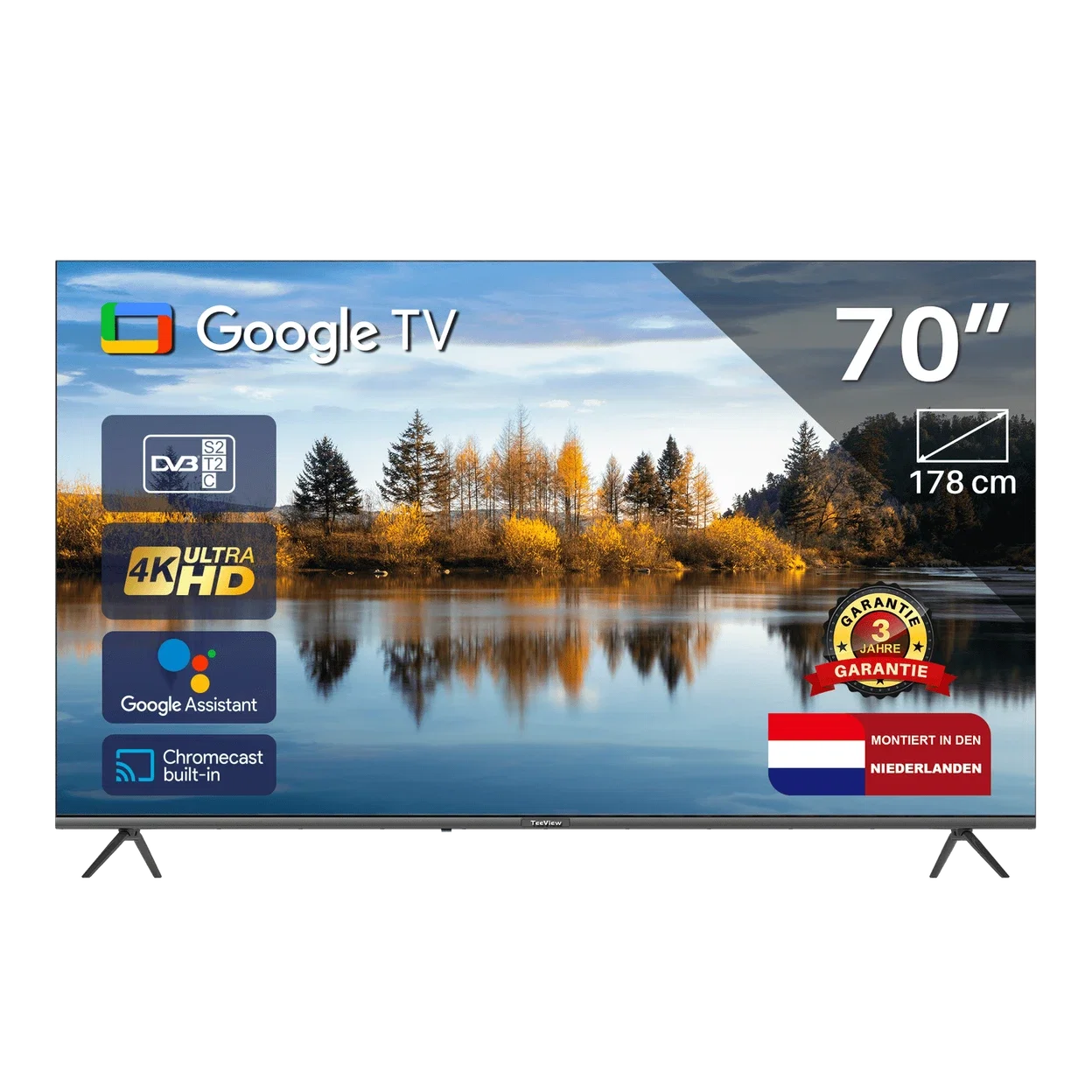 TeeView Google Smart TV - QLED Ultra Hd 4K - 70 Zoll TV70UQG-EU