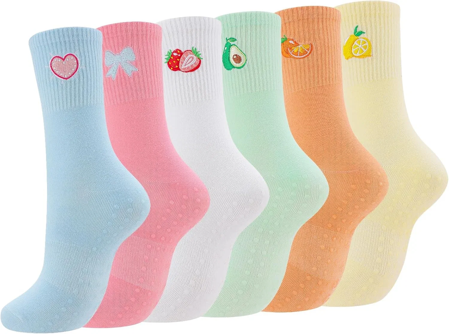 Utensilsto 6 Paar Pilates Socken Damen 35 39 Streifen Yoga Socken mit Noppen Rutschfeste Stoppersocken Anti Rutsch Grip Socken fuer Tanzen Trampolin Gymnastik Fitness