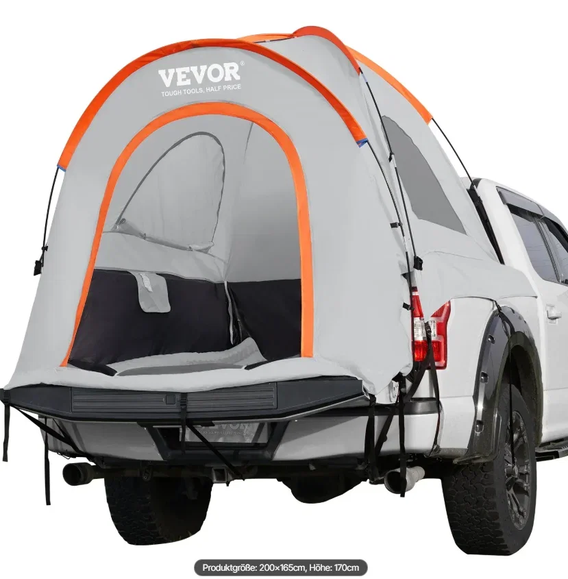 Vevor Pickup-Zelt/LKW-Zelt (200 x 165 x 170 cm, Doppelschicht, PU2000 wasserdicht, 5 Personen, 3-Jahreszeiten)