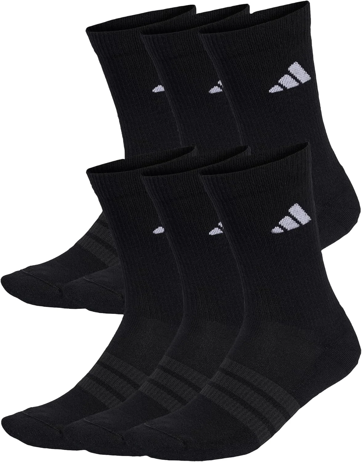 adidas Unisex Cushioned Crew Socken 6 Paare (Schwarz, Gr. 31-33 bis 49-51)
