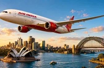 Ein Air India Flugzeug über Sydney