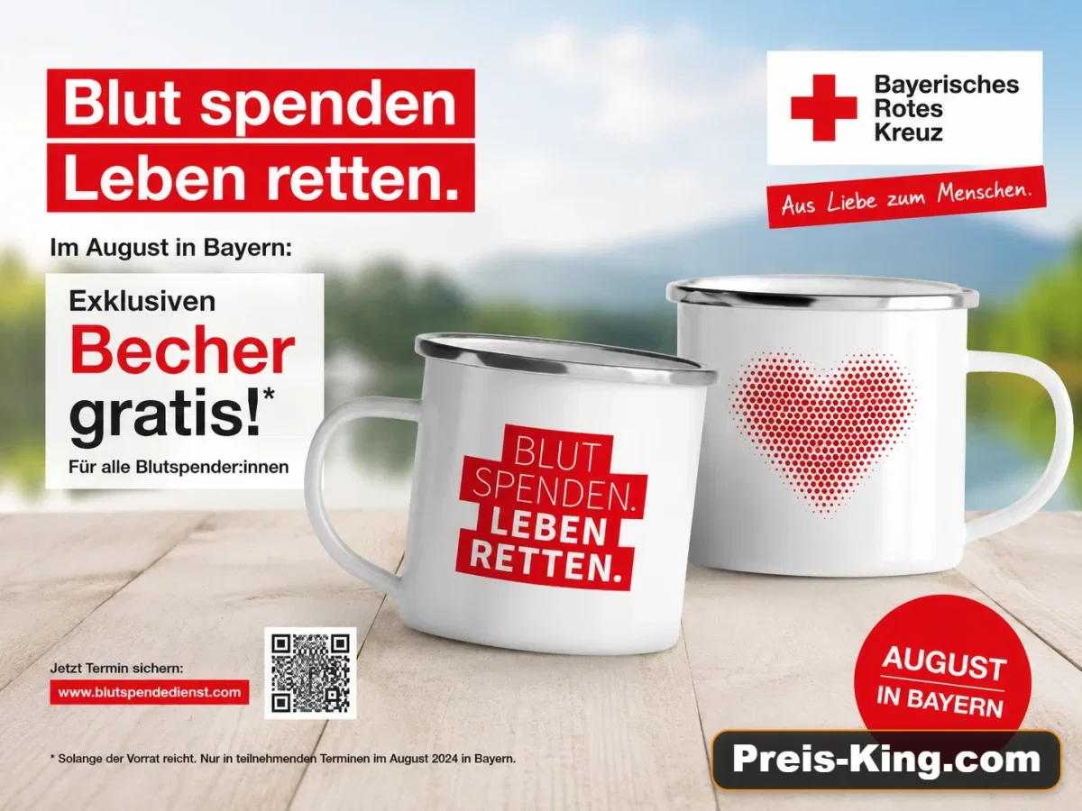 Bayern: Beim BRK im August Blut spenden und exklusiven Becher gratis erhalten