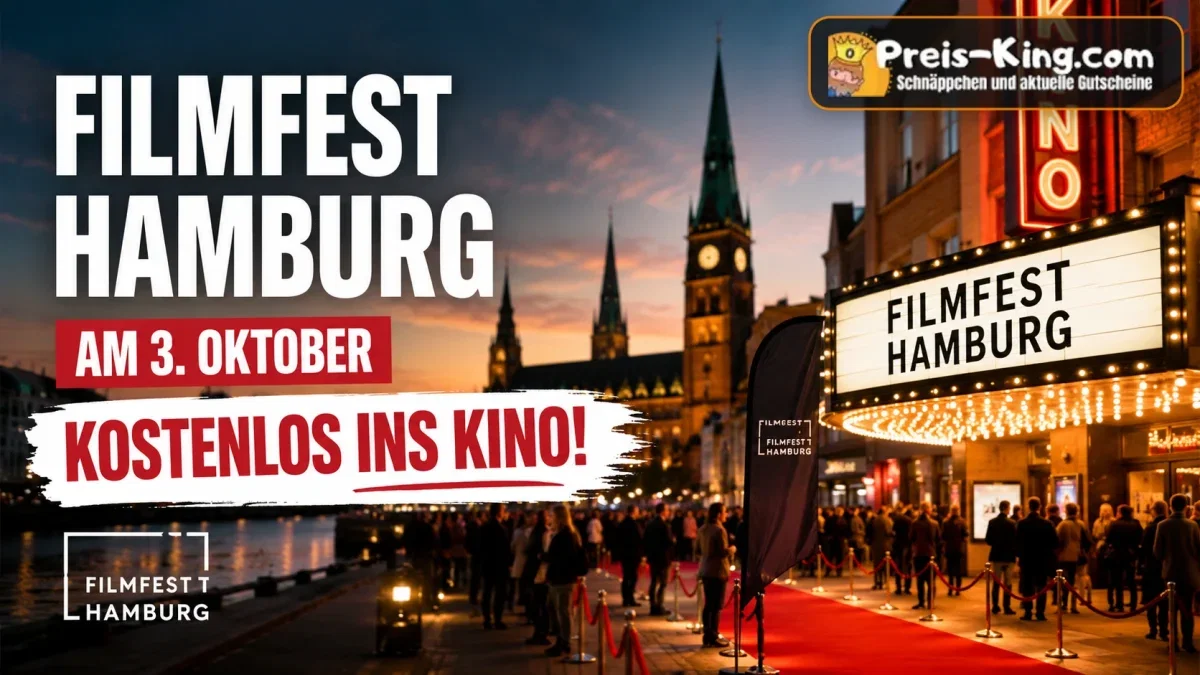 Filmfest Hamburg am 3. Oktober 2026 mit kostenlosem Kinoeintritt vor einem beleuchteten Hamburger Kino.