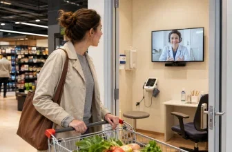 Kundin nutzt den Medical Room für eine Videosprechstunde bei Kaufland