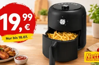 Schwarze Star Heißluftfritteuse bei Netto für 19,99 Euro im Angebot