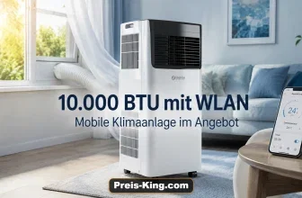 Olimpia Splendid DOLCECLIMA Compact 10 SB WiFi mobile Klimaanlage mit Abluftschlauch und Smartphone-Steuerung im modernen Wohnzimmer