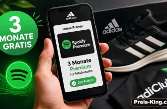 Smartphone mit Spotify-Premium-Prämie im Adidas adiClub und Hinweis auf drei kostenlose Monate