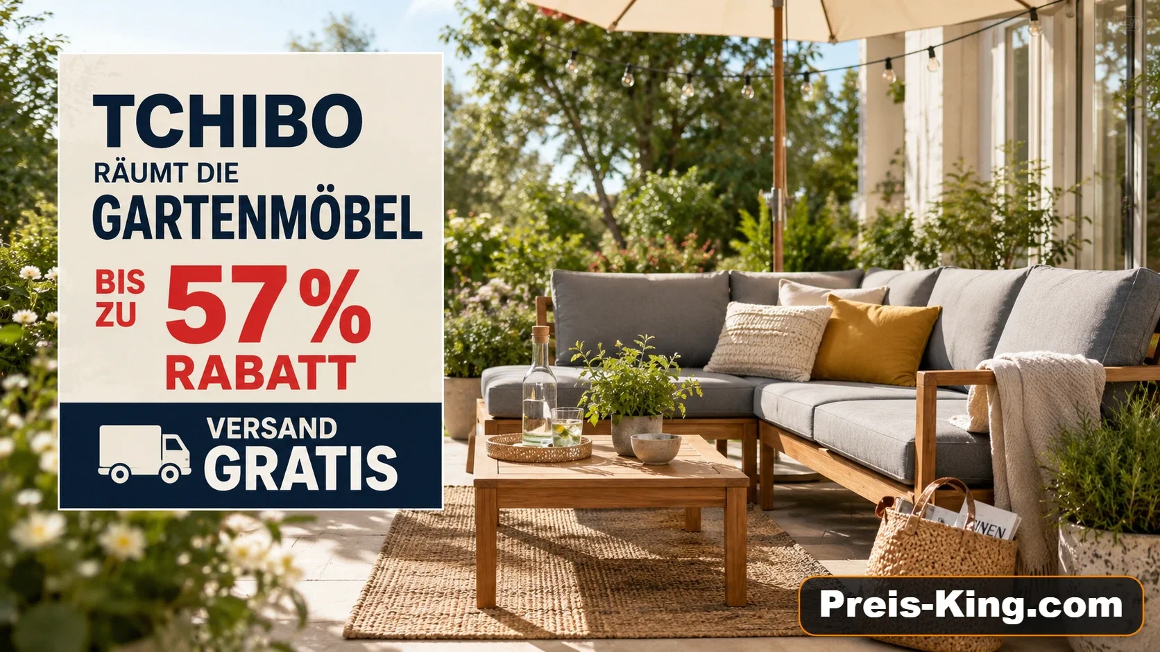 Tchibo räumt die Gartenmöbel: Bis zu 57% Rabatt und Versand gratis