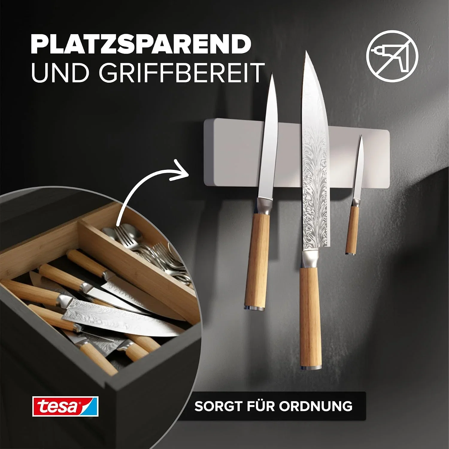 tesa Messer Magnetleiste – Magnet Messerhalter Kueche zum Kleben selbstklebend ohne Bohren – platzsparende Messeraufbe B0D14RHXZ7 3 tesa Messer Magnetleiste – Magnet Messerhalter Kueche zum Kleben selbstklebend ohne Bohren – platzsparende Messeraufbe B0D14RHXZ7 3