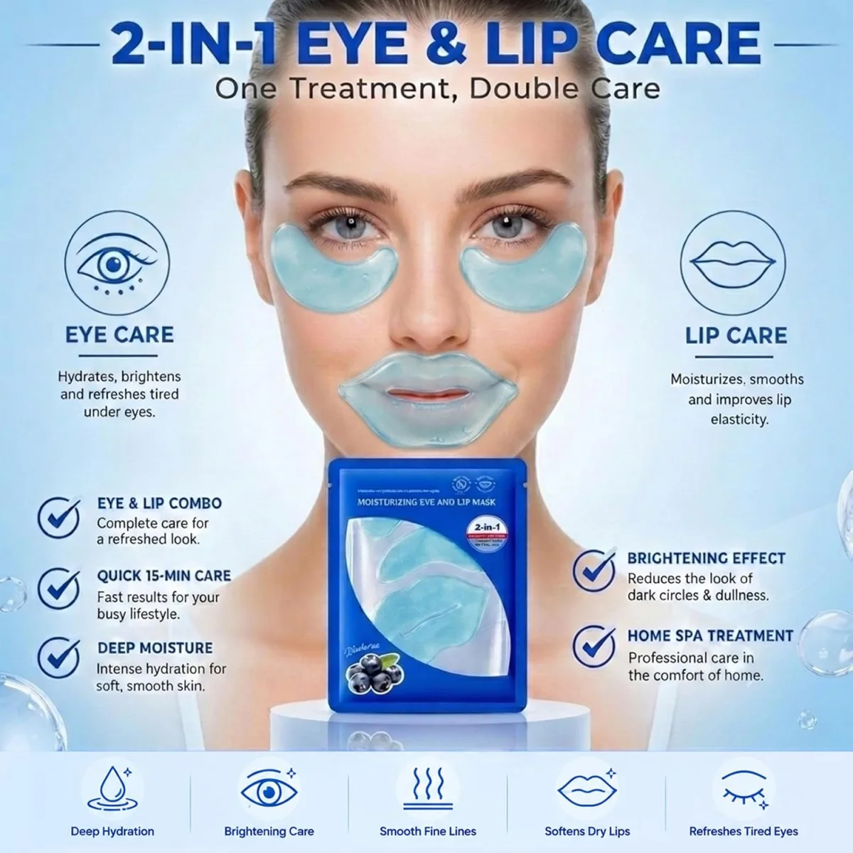 Blueberry Augenpads & Lippenmaske Set (10PCS)