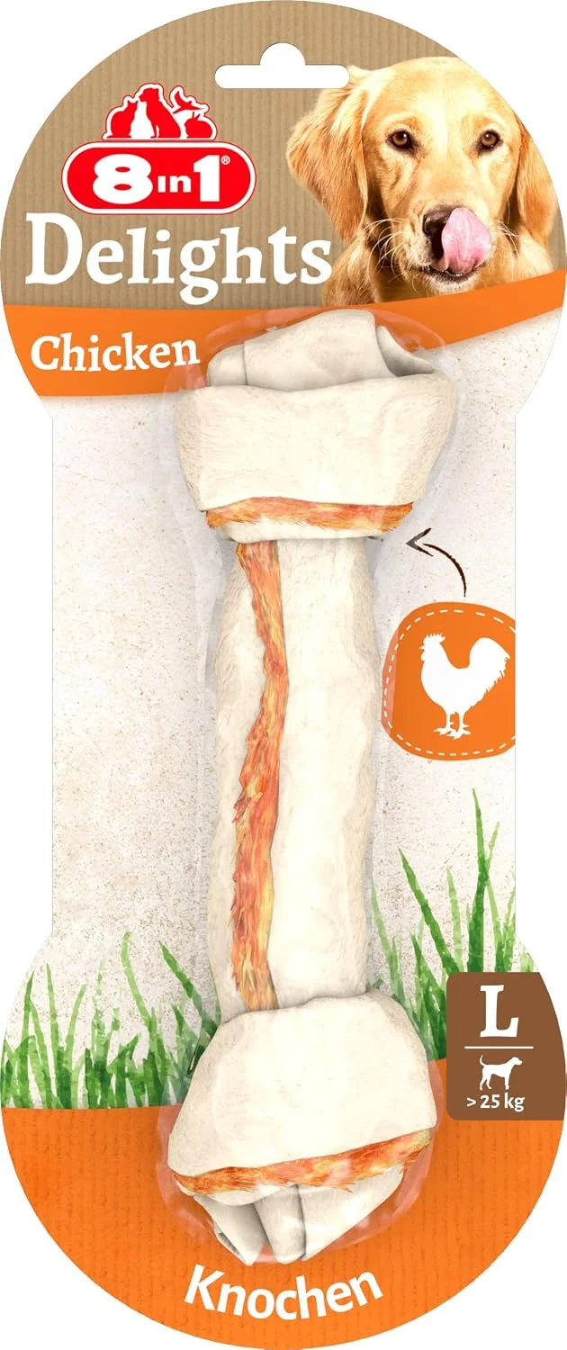 8in1 Delights Chicken Knochen L (gesunder Kauknochen für große Hunde)