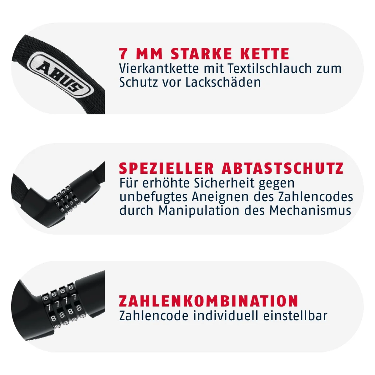 ABUS Kettenschloss Tresor 1385 – Zahlenschloss aus gehärtetem Stahl