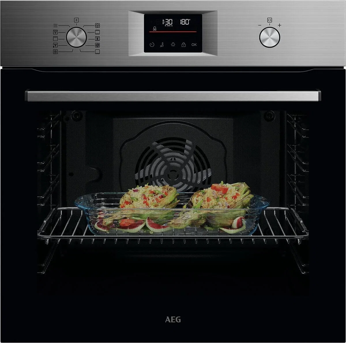 AEG Einbaubackofen, Serie 5 Ringheißluft (OU5PB40WSM –  Selbstreinigung, 45 Automatikprogramme)