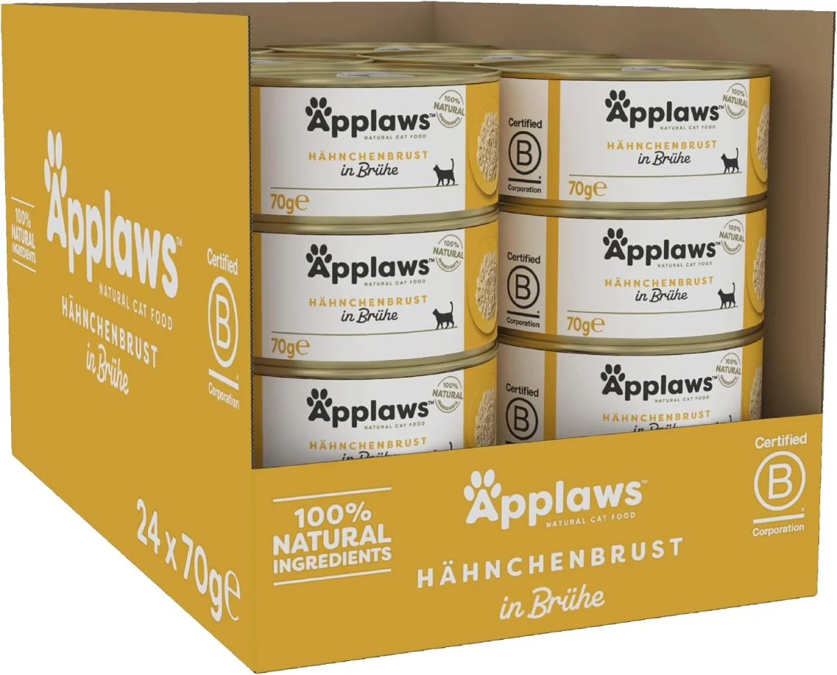 Applaws Premium Natural Katzenfutter Nass Huhn in Brühe Dose (24x70g)