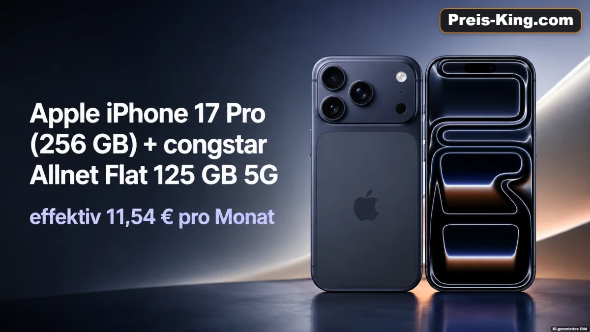 starmobile: Apple iPhone 17 Pro (256 GB) + congstar Allnet Flat M mit Upgrade-Versprechen (2026) 125 GB 5G für 24,00 € / Monat + 799,90 € einmalig