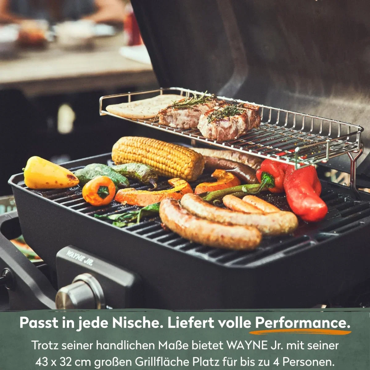 Burnhard WAYNE Jr. Balkongrill 1-Brenner inkl. Gasflaschen Adapter