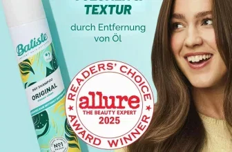 Batiste Trockenshampoo Original Dose neben lächelnder Frau mit Allure Award Siegel