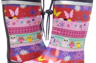 Beck Mädchen Gummistiefel mit buntem Eulen- und Schmetterlingsmuster