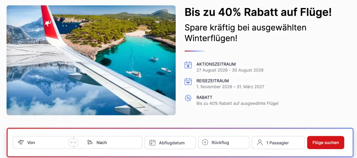 Corendon Airlines: Bis zu 40% Rabatt auf Winterflüge