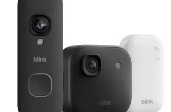 Blink Outdoor 2K+ und Mini 2K+ Kameras mit Sync Module auf weißem Hintergrund